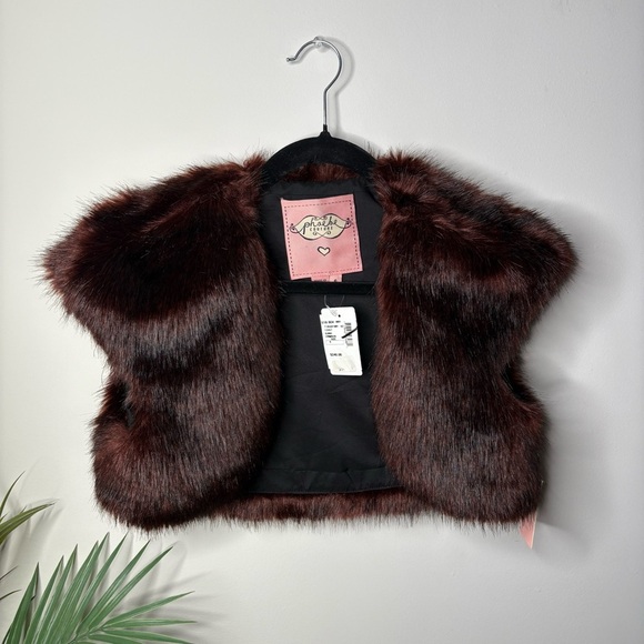 Phoebe Couture Y2K Faux Fur Vest Brown Deadstock New Shrug - Picture 6 of 6